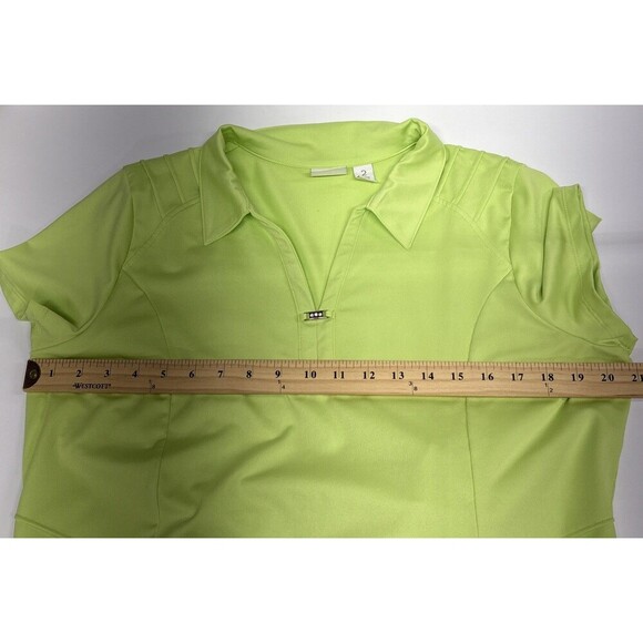 Chico’s Zenergy Golf Shirt Women’s Size 2 M Lime Green Collared Stretch Top - Picture 9 of 12